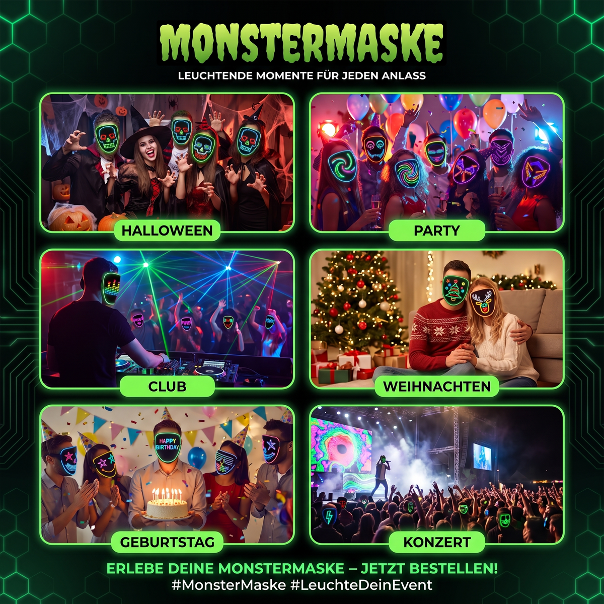 MonsterMaske™ Programmierbare LED-Maske mit App
